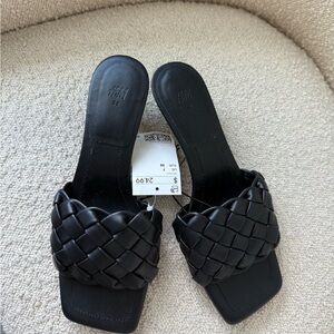 H&M Black Braided Slide Sandals